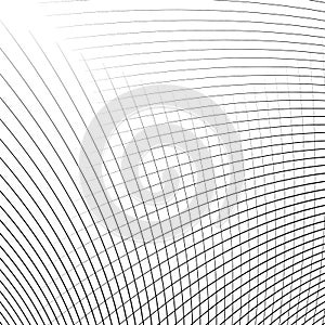 Grid - mesh of dynamic curved lines. Abstract geometric pattern.