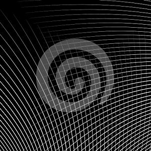Grid - mesh of dynamic curved lines. Abstract geometric pattern.