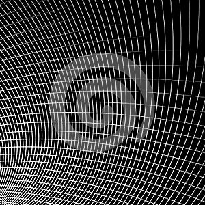 Grid - mesh of dynamic curved lines. Abstract geometric pattern.