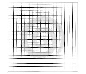 Grid, mesh, graticule with grungy, irregular lines. Grunge checkered grating, trellis, lattern pattern