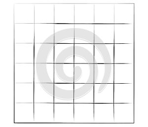 Grid, mesh, graticule with grungy, irregular lines. Grunge checkered grating, trellis, lattern pattern