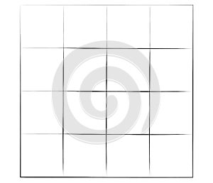 Grid, mesh, graticule with grungy, irregular lines. Grunge checkered grating, trellis, lattern pattern