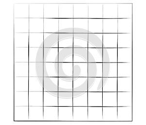 Grid, mesh, graticule with grungy, irregular lines. Grunge checkered grating, trellis, lattern pattern