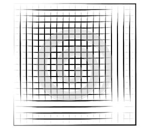 Grid, mesh, graticule with grungy, irregular lines. Grunge checkered grating, trellis, lattern pattern