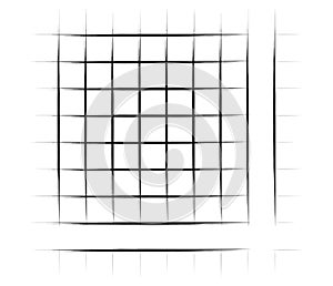 Grid, mesh, graticule with grungy, irregular lines. Grunge checkered grating, trellis, lattern pattern photo