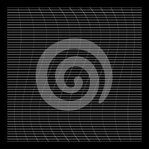 Grid, mesh, grating, trellis, wireframe with distortion, deformation effect. Warp, tweak distort grid