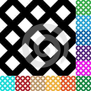 Grid, mesh, squares pattern in 12 colors