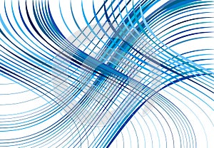 Grid, mesh of wavy, undulating, waving, billowy lines. Abstract colorful BLUE geometric background, texture, backdrop and pattern