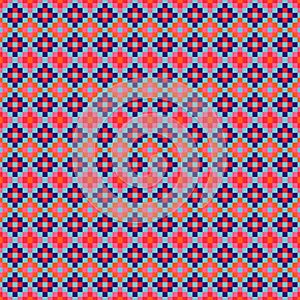 Grid navajo geometric seamless pattern pixel art and rhomb bead shapes texture. photo