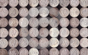 Grid of old Dutch silver guilders photo