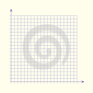 Grid paper. Mathematical graph. Cartesian coordinate system with x-axis, y-axis. Squared background with color lines