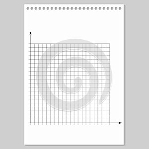 Grid paper. Mathematical graph. Cartesian coordinate system with x-axis, y-axis. Squared background with color lines