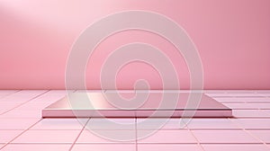 Grid Texture in Light Pink Colors. Futuristic Background