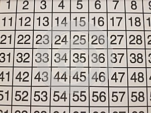 Grid with two digit numbers