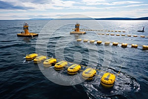 grid of wave energy converters in the sea
