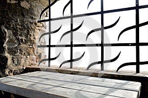 Grid in the window of the castle