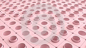 Gridal perforated cube boxes background. Abstract background with stack of pastel pink cubes, 3d rendering