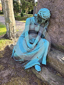 Grief sadness loss death girl sculpture blue last goodbye