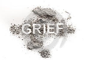 Grief word as sad emotion, mourn for dead loved one