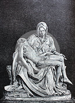 Grieving Mother of God by Michelangelo in the vintage book Michelangelo by S.M. Bryliant, St. Petersburg, 1891