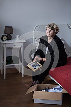 Grieving woman after funeral