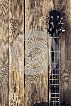Grif guitar on the background of old grunge boards. Place for te