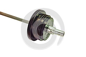 Grif rod with rubberized pancakes and lock on white background