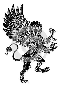 Griffin Rampant Gryphon Coat Of Arms Crest Mascot photo