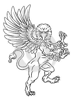 Gryphon Rampant Griffon Coat Of Arms Crest Mascot photo