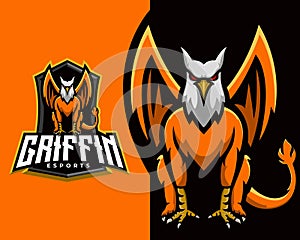 Griffin mascot gaming logo design vector