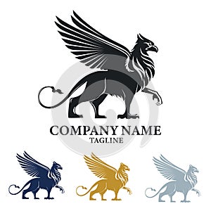 Griffin Mythical Creature Emblem Vector Design Logo