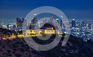 Griffith Observatory and Los Angeles skyline at night