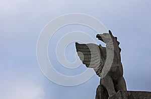 Griffon sculpture of mythology. Crimea, Kerch