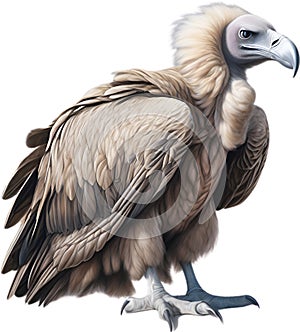 Griffon Vulture. Close-up colored-pencil sketch of a Griffon Vulture,Gyps fulvus. AI-Generated
