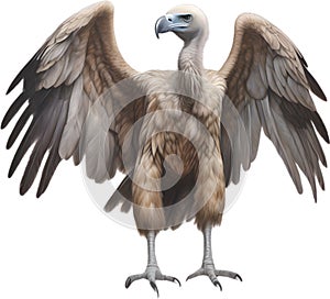 Griffon Vulture. Close-up colored-pencil sketch of a Griffon Vulture,Gyps fulvus. AI-Generated