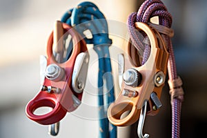 grigri and tubular belay devices side by side