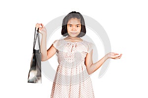 Gril hold bag shopping isolate background