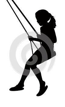 A gril swinging, silhouette vector photo