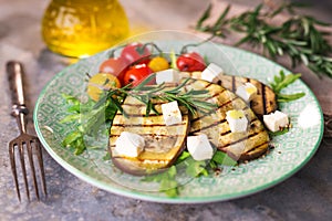 Griled eggplant with feta chese