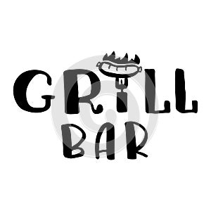 Grill bar logo. Design element for the design of promotional materials. Grill bar design. BBQ vector label isolated