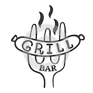 Grill bar logo. Vintage barbecue restaurant logo design.