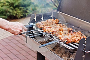 Grill with barbecue