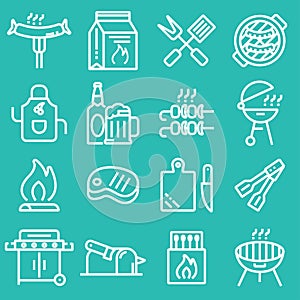 Grill or Barbecue icons set