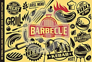 Grill and barbecue symbols, icons,labels,logos and design elements