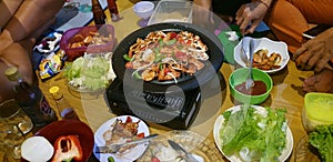 Grill bbq with familly