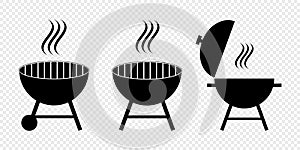 Grill bbq vector icon. Round empty barbecue grill