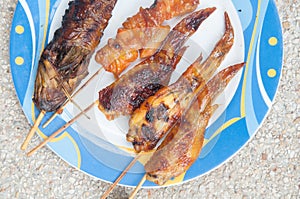 Grill catfish and roast chicken