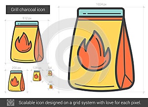 Grill charcoal line icon.