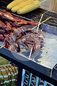 Grill chicken wing at Wangfujiang street