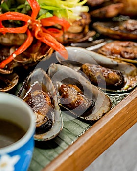 Grill clam with special sauce delicious and rich